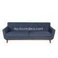 Midcentury 3 eserlekako oihalezko sofa zurezko egiturarekin